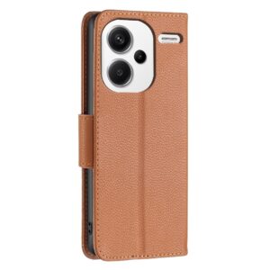 Xiaomi Redmi Note 13 Pro Plus 5G Θήκη Βιβλίο Καφέ Litchi Texture Pure Color Phone Case Brown