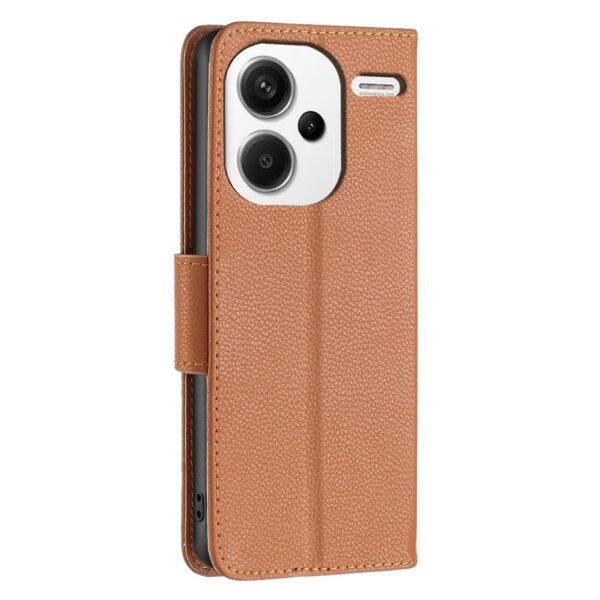 Xiaomi Redmi Note 13 Pro Plus 5G Θήκη Βιβλίο Καφέ Litchi Texture Pure Color Phone Case Brown