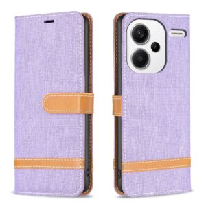 Xiaomi Redmi Note 13 Pro Plus 5G Θήκη Βιβλίο Μωβ Color Block Denim Texture Phone Case Purple
