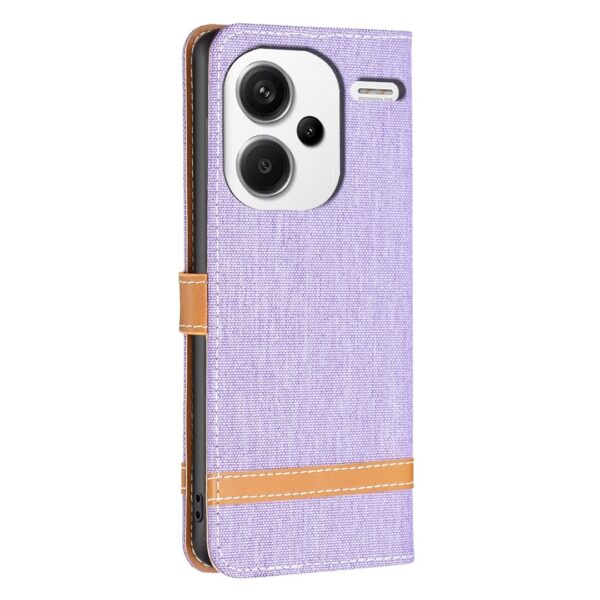Xiaomi Redmi Note 13 Pro Plus 5G Θήκη Βιβλίο Μωβ Color Block Denim Texture Phone Case Purple