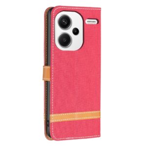Xiaomi Redmi Note 13 Pro Plus 5G Θήκη Βιβλίο Κόκκινο Color Block Denim Texture Phone Case Red
