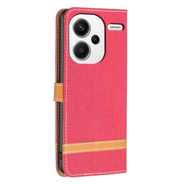 Xiaomi Redmi Note 13 Pro Plus 5G Θήκη Βιβλίο Κόκκινο Color Block Denim Texture Phone Case Red