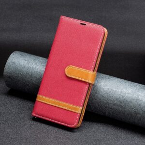 Xiaomi Redmi Note 13 Pro Plus 5G Θήκη Βιβλίο Κόκκινο Color Block Denim Texture Phone Case Red