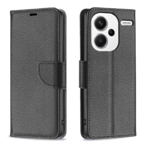 Xiaomi Redmi Note 13 Pro Plus 5G Θήκη Βιβλίο Μαύρο Litchi Texture Pure Color Phone Case Black