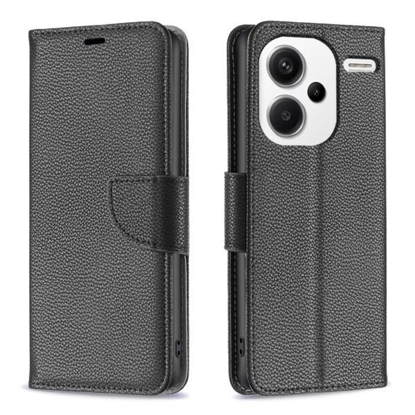 Xiaomi Redmi Note 13 Pro Plus 5G Θήκη Βιβλίο Μαύρο Litchi Texture Pure Color Phone Case Black