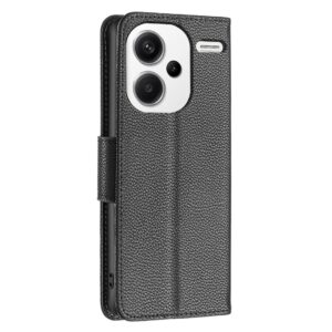 Xiaomi Redmi Note 13 Pro Plus 5G Θήκη Βιβλίο Μαύρο Litchi Texture Pure Color Phone Case Black