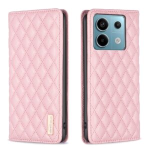 Xiaomi Redmi Note 13 Pro 5G / Poco X6 5G Θήκη Βιβλίο Ροζ Diamond Lattice Magnetic Flip Phone Case Pink