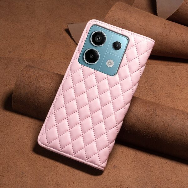 Xiaomi Redmi Note 13 Pro 5G / Poco X6 5G Θήκη Βιβλίο Ροζ Diamond Lattice Magnetic Flip Phone Case Pink