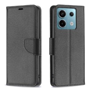 Xiaomi Redmi Note 13 Pro 5G / Poco X6 5G Θήκη Βιβλίο Μαύρο Litchi Texture Pure Color Phone Case Black