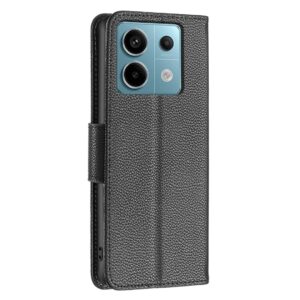 Xiaomi Redmi Note 13 Pro 5G / Poco X6 5G Θήκη Βιβλίο Μαύρο Litchi Texture Pure Color Phone Case Black