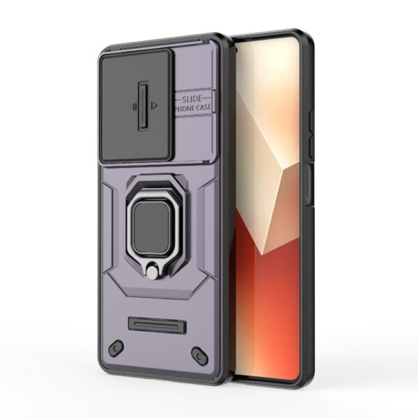 Xiaomi Redmi Note 13 5G Θήκη Μωβ Με Σταντ Sliding Camshield TPU + PC Shockproof Phone Case with Holder Purple