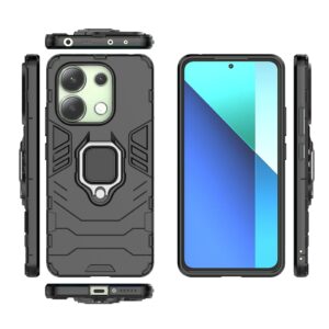 Xiaomi Redmi Note 13 4G Σκληρή Θήκη Μαύρη Με Σταντ Shockproof PC + TPU Phone Case with Magnetic Ring Holder Black