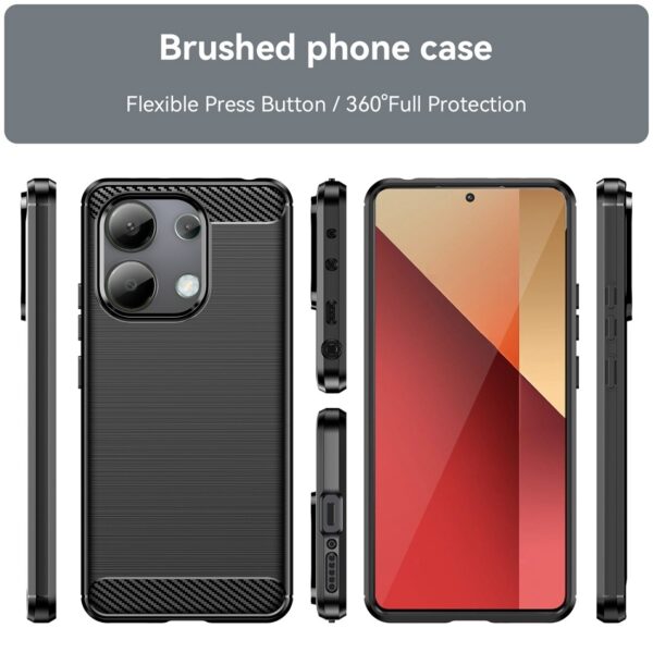 Xiaomi Redmi Note 13 4G Θήκη Σιλικόνης Μα΄ύρη Brushed Texture Carbon Fiber TPU Phone Case Black