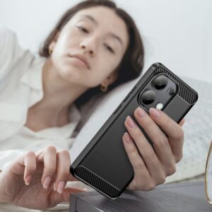 Xiaomi Redmi Note 13 4G Θήκη Σιλικόνης Μα΄ύρη Brushed Texture Carbon Fiber TPU Phone Case Black
