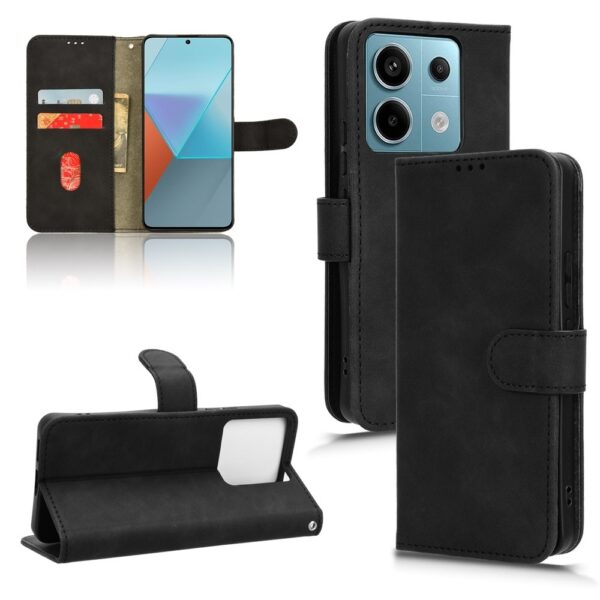 Xiaomi Redmi Note 13 Pro 5G / Poco X6 5G Θήκη Βιβλίο Μαύρο Skin Feel Magnetic Flip Phone Case Black