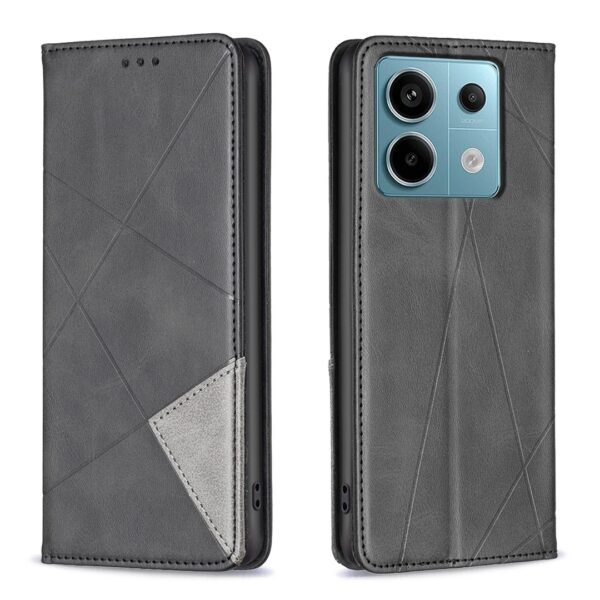 Xiaomi Redmi Note 13 Pro 5G / Poco X6 5G Θήκη Βιβλίο Μαύρο Magnetic Buckle Rhombus Texture Phone Case Black