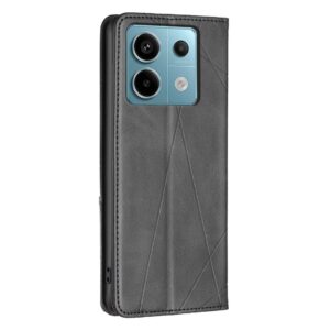 Xiaomi Redmi Note 13 Pro 5G / Poco X6 5G Θήκη Βιβλίο Μαύρο Magnetic Buckle Rhombus Texture Phone Case Black