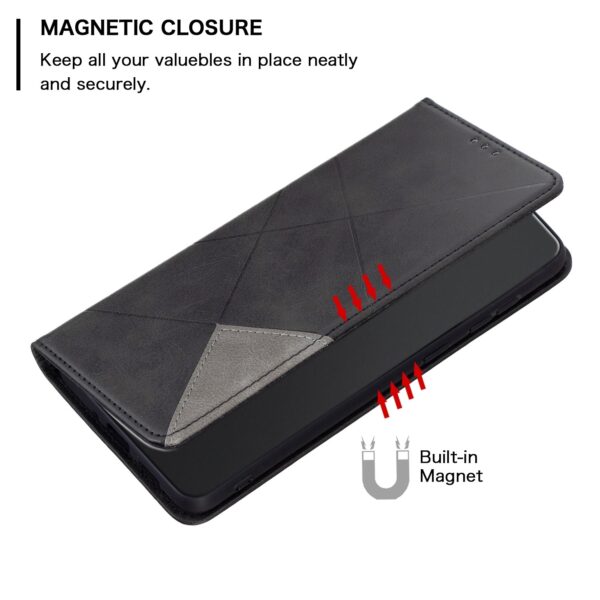 Xiaomi Redmi Note 13 Pro 5G / Poco X6 5G Θήκη Βιβλίο Μαύρο Magnetic Buckle Rhombus Texture Phone Case Black