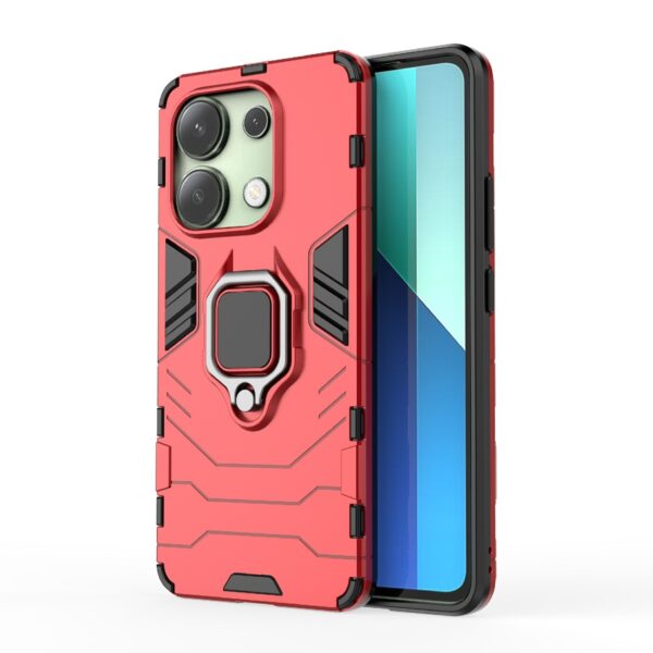 Xiaomi Redmi Note 13 4G Σκληρή Θήκη Κόκκινη Με Σταντ Shockproof PC + TPU Phone Case with Magnetic Ring Holder Red