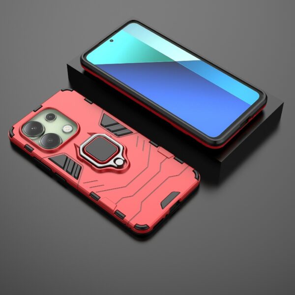 Xiaomi Redmi Note 13 4G Σκληρή Θήκη Κόκκινη Με Σταντ Shockproof PC + TPU Phone Case with Magnetic Ring Holder Red