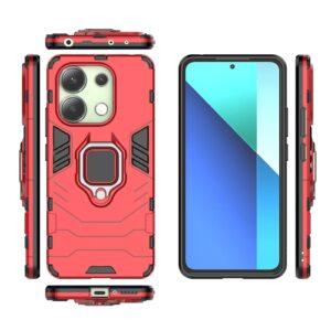 Xiaomi Redmi Note 13 4G Σκληρή Θήκη Κόκκινη Με Σταντ Shockproof PC + TPU Phone Case with Magnetic Ring Holder Red