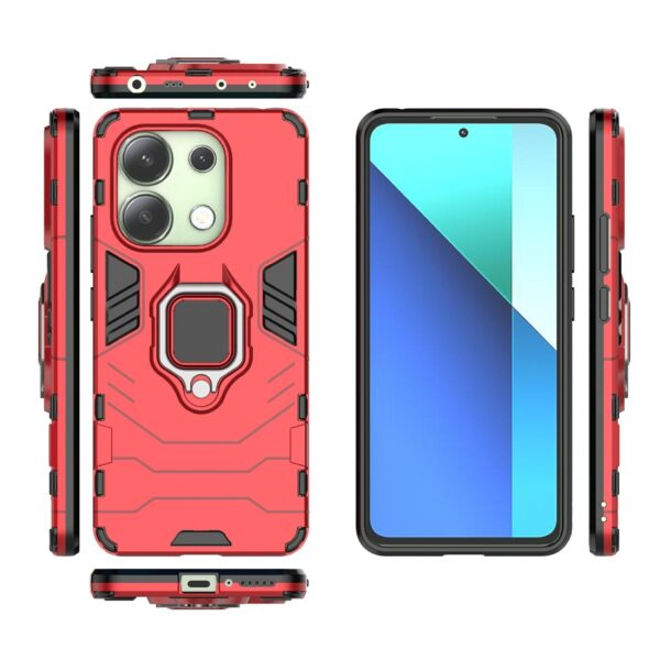 Xiaomi Redmi Note 13 4G Σκληρή Θήκη Κόκκινη Με Σταντ Shockproof PC + TPU Phone Case with Magnetic Ring Holder Red