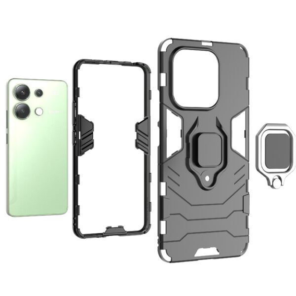 Xiaomi Redmi Note 13 4G Σκληρή Θήκη Κόκκινη Με Σταντ Shockproof PC + TPU Phone Case with Magnetic Ring Holder Red