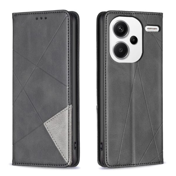 Xiaomi Redmi Note 13 Pro Plus 5G Βιβλίο Μαύρο Magnetic Buckle Rhombus Texture Phone Case Black