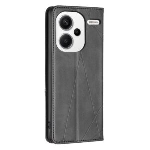 Xiaomi Redmi Note 13 Pro Plus 5G Βιβλίο Μαύρο Magnetic Buckle Rhombus Texture Phone Case Black