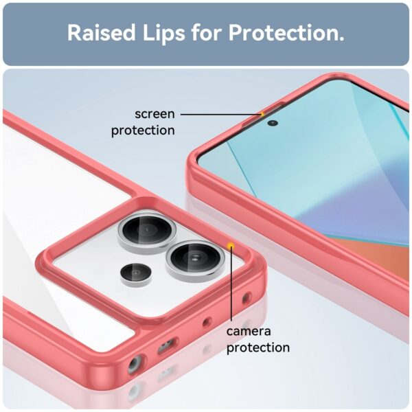 Xiaomi Redmi Note 13 Pro Plus 5G Θήκη Διάφανη - Κόκκινη Colorful Series Acrylic + TPU Phone Case Red