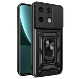 Xiaomi Redmi Note 13 Pro 5G / Poco X6 5G Θήκη Μαύρη Με Σταντ Sliding Camera Cover Design TPU+PC Phone Case Black