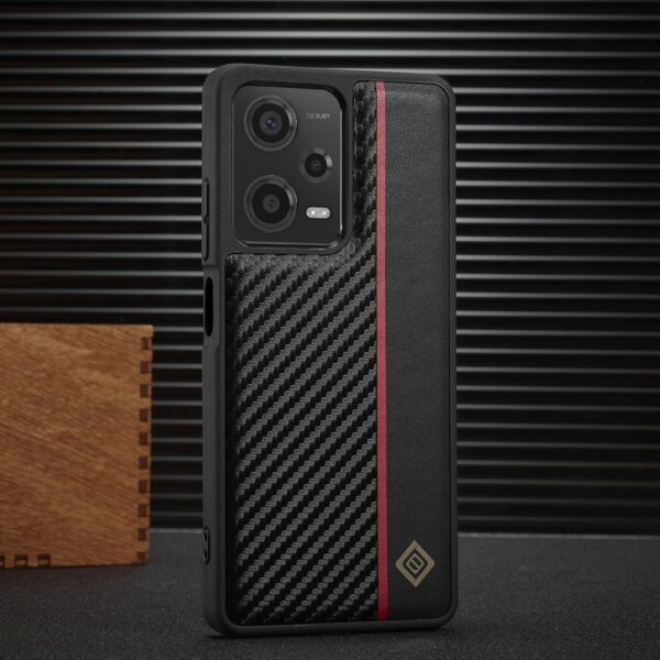 Xiaomi Redmi Note 13 5G Θήκη Βιβλίο Μαύρο LC.IMEEKE 3 in 1 Carbon Fiber Texture Shockproof Phone Case Black