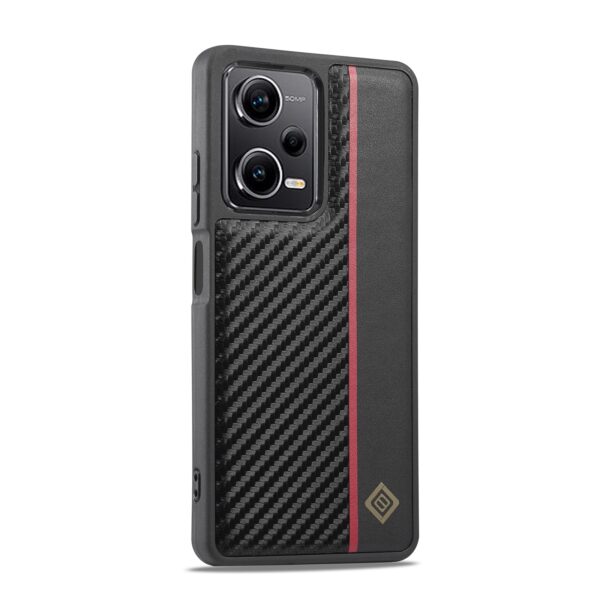 Xiaomi Redmi Note 13 5G Θήκη Βιβλίο Μαύρο LC.IMEEKE 3 in 1 Carbon Fiber Texture Shockproof Phone Case Black