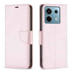 Xiaomi Redmi Note 13 Pro 5G / Poco X6 5G Θήκη Βιβλίο Ροζ Litchi Texture Pure Color Phone Case Rose Gold
