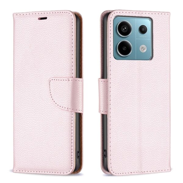 Xiaomi Redmi Note 13 Pro 5G / Poco X6 5G Θήκη Βιβλίο Ροζ Litchi Texture Pure Color Phone Case Rose Gold