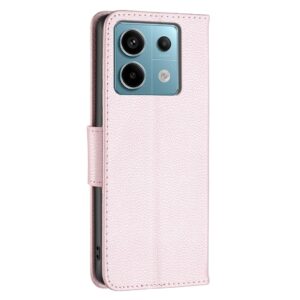 Xiaomi Redmi Note 13 Pro 5G / Poco X6 5G Θήκη Βιβλίο Ροζ Litchi Texture Pure Color Phone Case Rose Gold