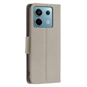 Xiaomi Redmi Note 13 Pro 5G / Poco X6 5G Θήκη Βιβλίο Γκρι Litchi Texture Pure Color Phone Case Grey