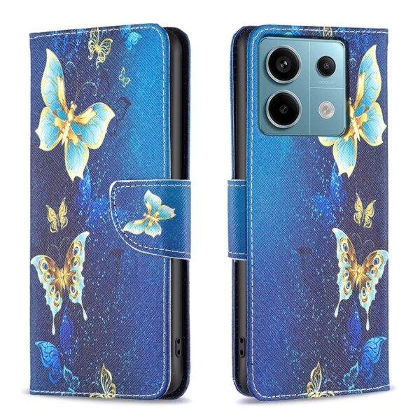 Xiaomi Redmi Note 13 Pro 5G / Poco X6 5G Θήκη Βιβλίο Colored Drawing Pattern Phone Case Gold Butterfly