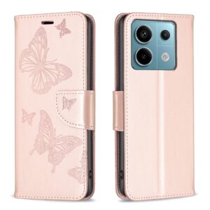 Xiaomi Redmi Note 13 Pro 5G / Poco X6 5G Θήκη Βιβλίο Ροζ - Χρυσό Two Butterflies Embossing Phone Case Rose - Gold