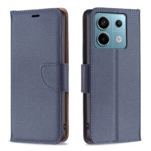 Xiaomi Redmi Note 13 Pro 5G / Poco X6 5G Θήκη Βιβλίο Μπλε Litchi Texture Pure Color Phone Case Blue