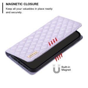 Xiaomi Redmi Note 13 Pro 5G / Poco X6 5G Θήκη Βιβλίο Μωβ Diamond Lattice Magnetic Flip Phone Case Purple