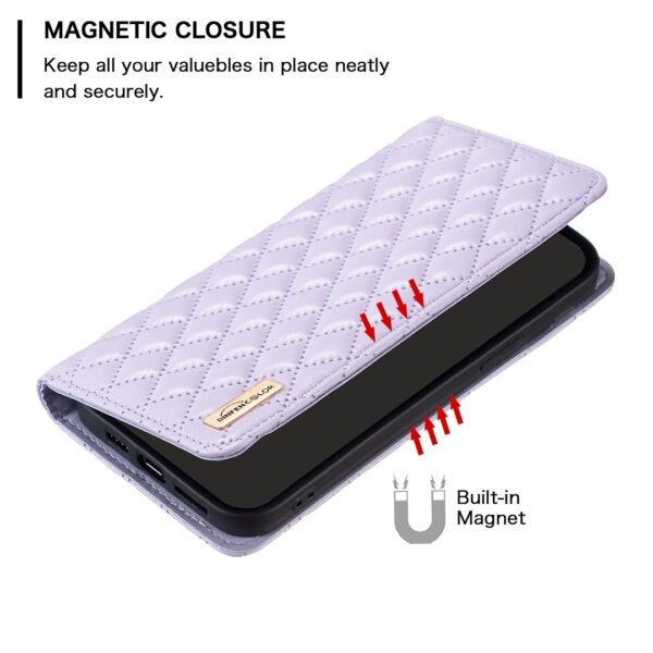 Xiaomi Redmi Note 13 Pro 5G / Poco X6 5G Θήκη Βιβλίο Μωβ Diamond Lattice Magnetic Flip Phone Case Purple