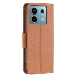 Xiaomi Redmi Note 13 Pro 5G / Poco X6 5G Θήκη Βιβλίο Καφέ Litchi Texture Pure Color Phone Case Brown