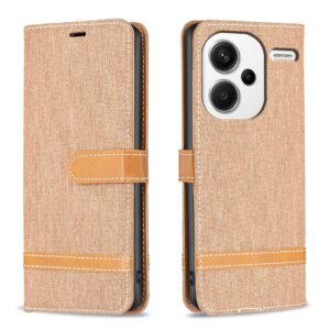 Xiaomi Redmi Note 13 Pro Plus 5G Θήκη Βιβλίο Καφέ Color Block Denim Texture Phone Case Brown