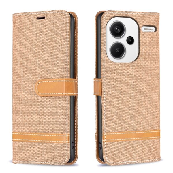 Xiaomi Redmi Note 13 Pro Plus 5G Θήκη Βιβλίο Καφέ Color Block Denim Texture Phone Case Brown