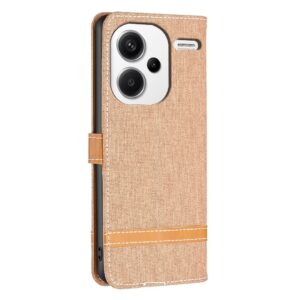 Xiaomi Redmi Note 13 Pro Plus 5G Θήκη Βιβλίο Καφέ Color Block Denim Texture Phone Case Brown