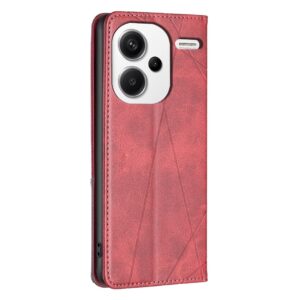 Xiaomi Redmi Note 13 Pro Plus 5G Θήκη Βιβλίο Κόκκινο Magnetic Buckle Rhombus Texture Phone Case Red