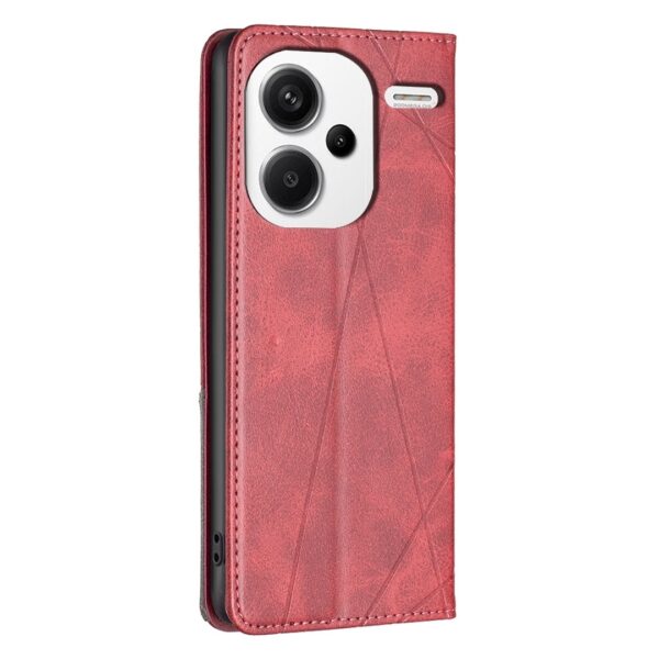 Xiaomi Redmi Note 13 Pro Plus 5G Θήκη Βιβλίο Κόκκινο Magnetic Buckle Rhombus Texture Phone Case Red
