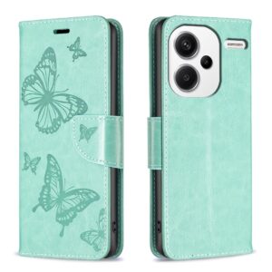 Xiaomi Redmi Note 13 Pro Plus 5G Θήκη Βιβλίο Πρασινο Two Butterflies Embossing Phone Case Green