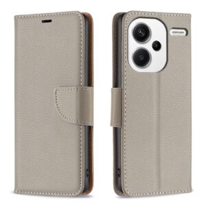 Xiaomi Redmi Note 13 Pro Plus 5G Θήκη Βιβλίο Γκρι Litchi Texture Pure Color Phone Case Grey